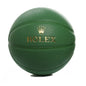 Green basketball with Rolex logo on a white background